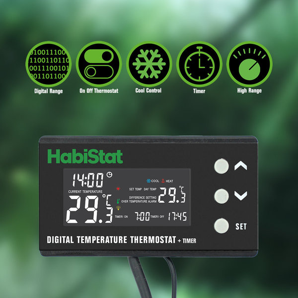 Habistat Digitale Temperatuur Thermostaat + Timer 600 Watt