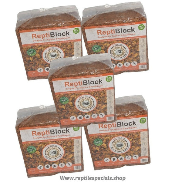 5 x ReptiBlock Coco husk 4,5 KG, GRATIS VERZENDING NL